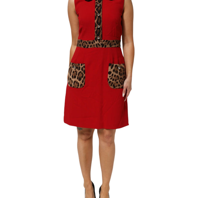 Dolce & Gabbana Red Leopard Viscose Sheath A-line Dress