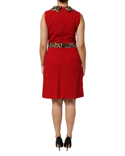 Dolce & Gabbana Red Leopard Viscose Sheath A-line Dress