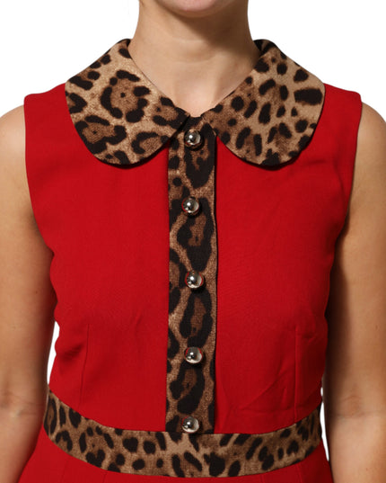 Dolce & Gabbana Red Leopard Viscose Sheath A-line Dress