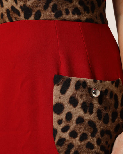 Dolce & Gabbana Red Leopard Viscose Sheath A-line Dress