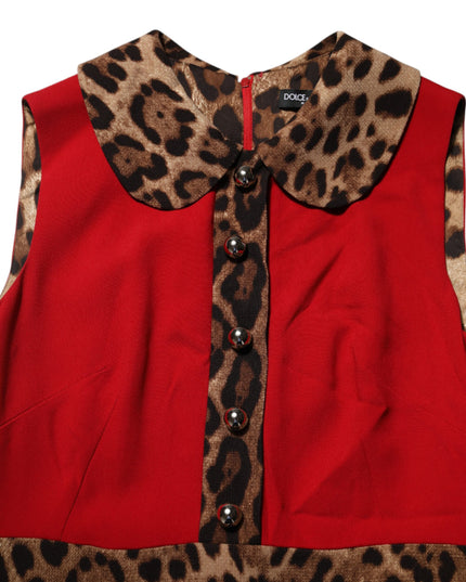 Dolce & Gabbana Red Leopard Viscose Sheath A-line Dress