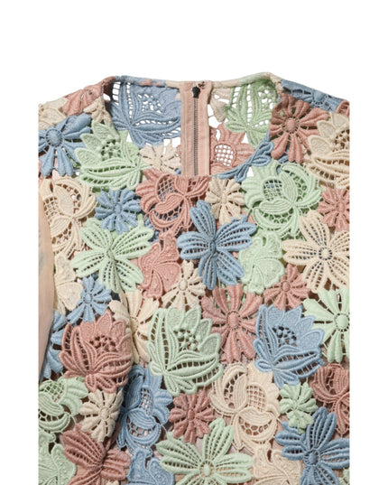 Dolce & Gabbana Pink Floral Embroidery Pleated A-line Dress