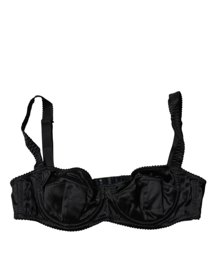 Dolce & Gabbana Black Silk Semi-Pad Balconette Bra Underwear