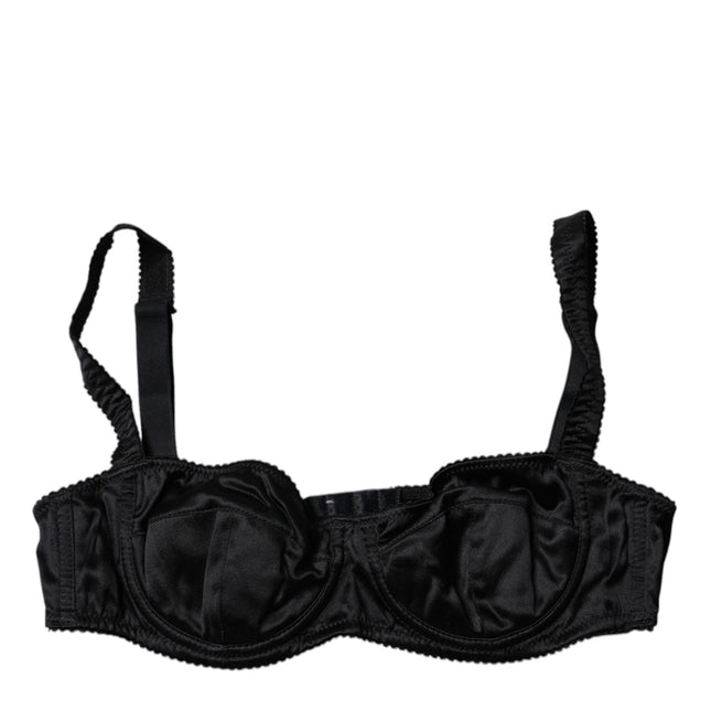 Dolce & Gabbana Black Silk Semi-Pad Balconette Bra Underwear