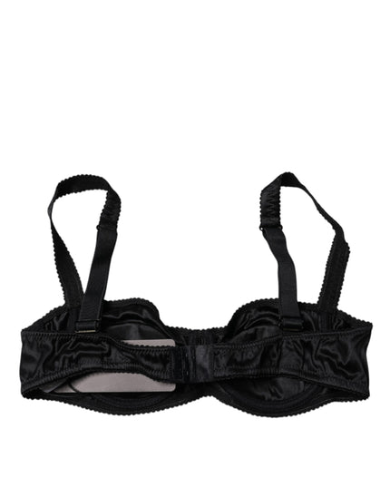 Dolce & Gabbana Black Silk Semi-Pad Balconette Bra Underwear