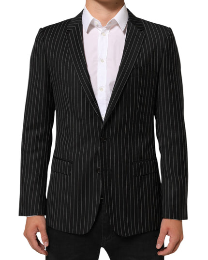 Dolce & Gabbana Black Stripes MARTINI 1 Button Suit Blazer