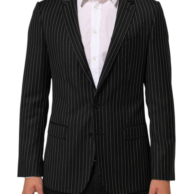Dolce & Gabbana Black Stripes MARTINI 1 Button Suit Blazer