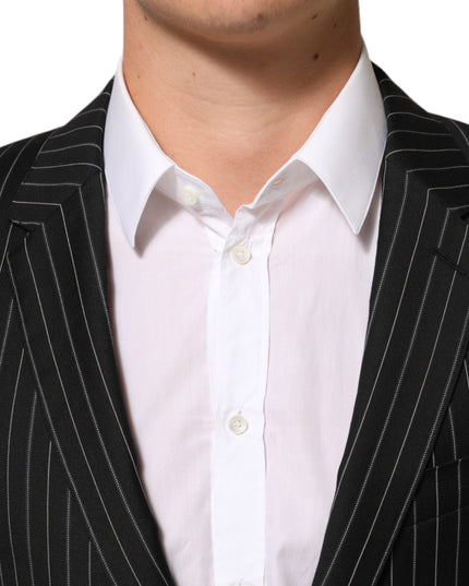 Dolce & Gabbana Black Stripes MARTINI 1 Button Suit Blazer