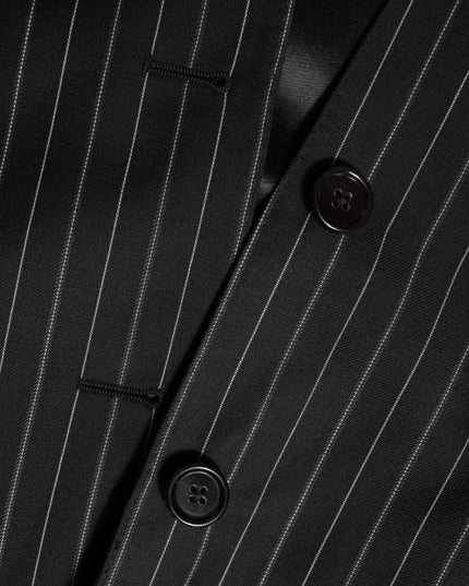 Dolce & Gabbana Black Stripes MARTINI 1 Button Suit Blazer