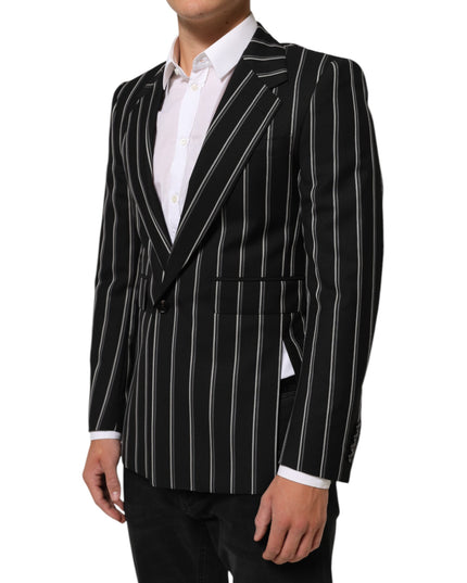 Dolce & Gabbana Black Stripes SICILIA 1 Button Suit Blazer