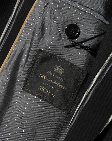 Dolce & Gabbana Black Stripes SICILIA 1 Button Suit Blazer