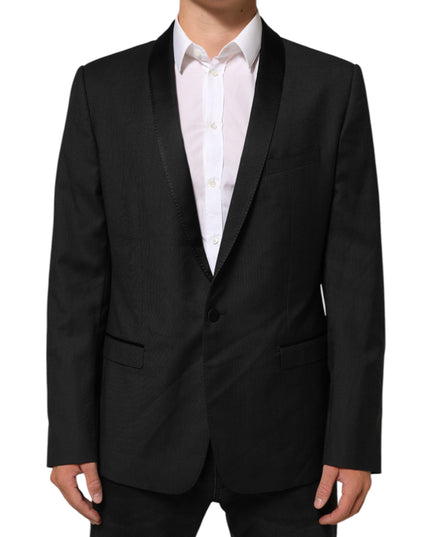 Dolce & Gabbana Black Wool GOLD 1 Button Suit Coat Blazer