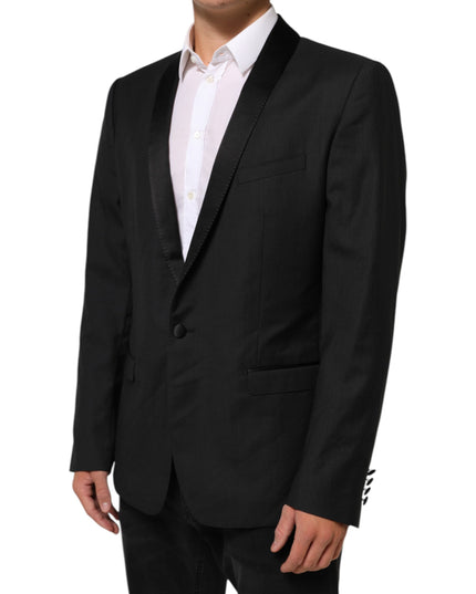 Dolce & Gabbana Black Wool GOLD 1 Button Suit Coat Blazer