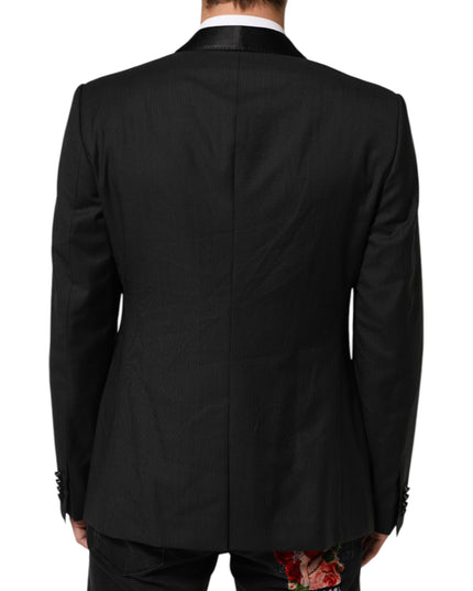 Dolce & Gabbana Black Wool GOLD 1 Button Suit Coat Blazer