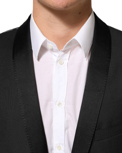 Dolce & Gabbana Black Wool GOLD 1 Button Suit Coat Blazer