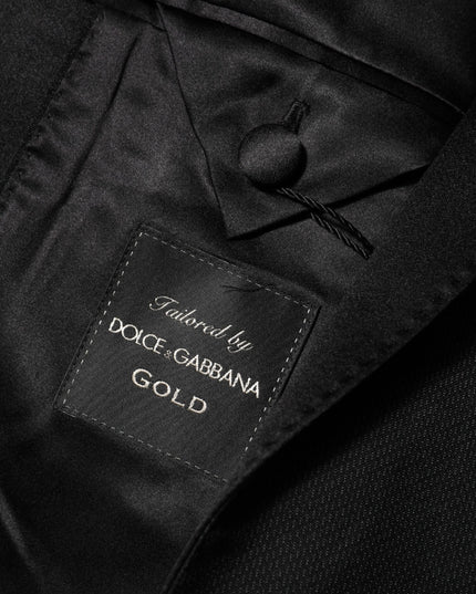 Dolce & Gabbana Black Wool GOLD 1 Button Suit Coat Blazer