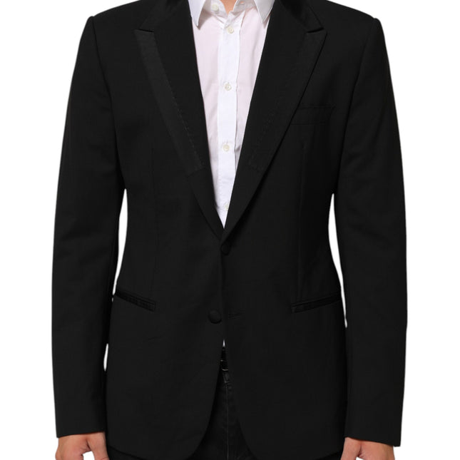 Dolce & Gabbana Black Wool 2 Buttons Suit Men Jacket Blazer