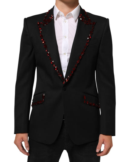 Dolce & Gabbana Black SICILIA Crystal Embellished Men Blazer