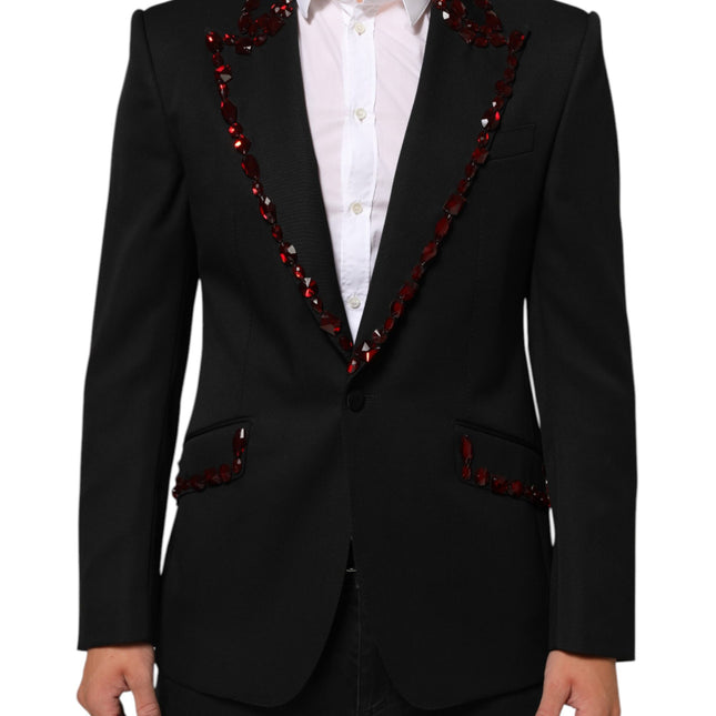 Dolce & Gabbana Black SICILIA Crystal Embellished Men Blazer