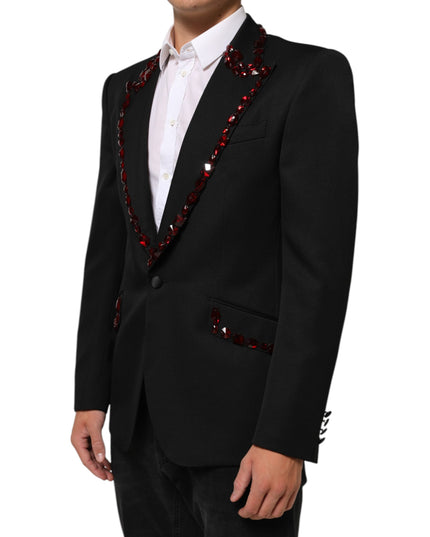 Dolce & Gabbana Black SICILIA Crystal Embellished Men Blazer