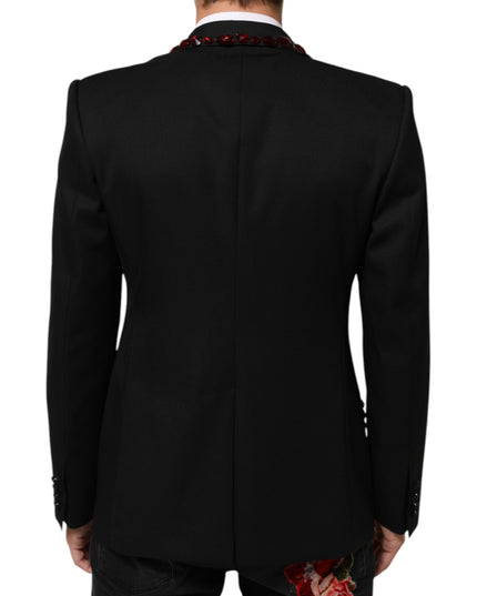 Dolce & Gabbana Black SICILIA Crystal Embellished Men Blazer