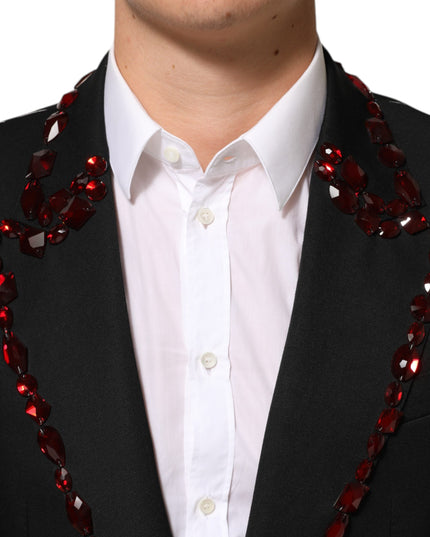 Dolce & Gabbana Black SICILIA Crystal Embellished Men Blazer