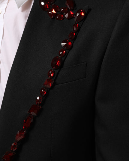 Dolce & Gabbana Black SICILIA Crystal Embellished Men Blazer