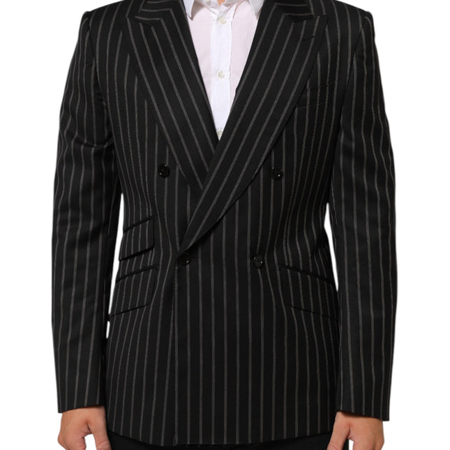 Dolce & Gabbana Black Stripes SICILIA 1 Button Suit Blazer