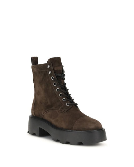 Tory Burch Brown Calf Leather Bos Taurus Lace-Up Boots