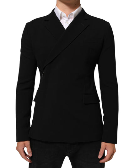 Dolce & Gabbana Black Wool Double Breasted Men Jacket Blazer