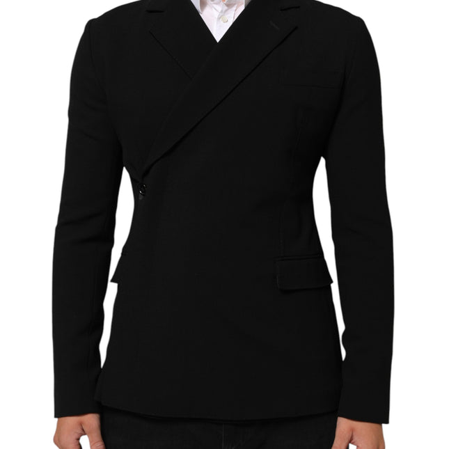 Dolce & Gabbana Black Wool Double Breasted Men Jacket Blazer