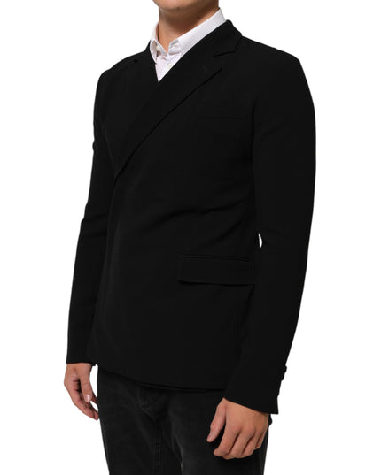 Dolce & Gabbana Black Wool Double Breasted Men Jacket Blazer