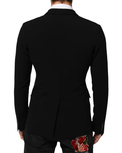 Dolce & Gabbana Black Wool Double Breasted Men Jacket Blazer