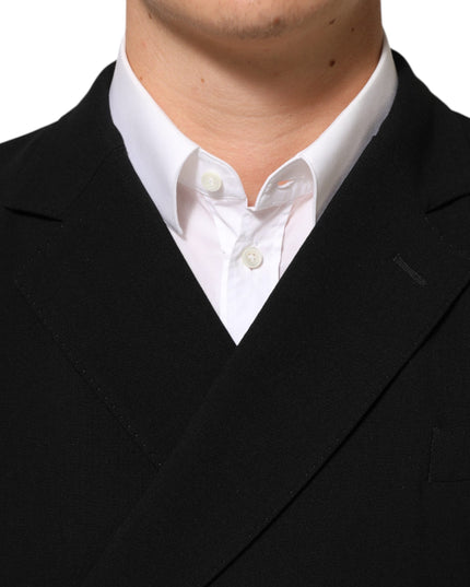 Dolce & Gabbana Black Wool Double Breasted Men Jacket Blazer