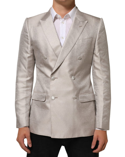 Dolce & Gabbana Beige MARTINI Double-Breasted Suit Blazer