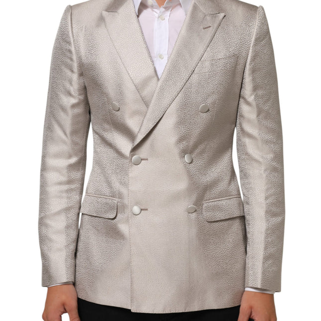 Dolce & Gabbana Beige MARTINI Double-Breasted Suit Blazer