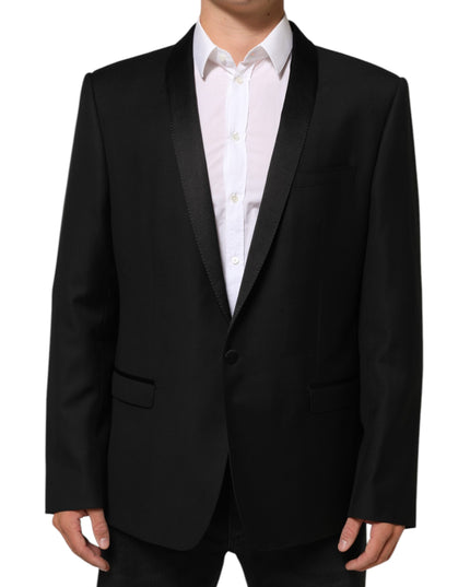 Dolce & Gabbana Black Wool GOLD 1 Button Men Suit Blazer
