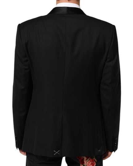 Dolce & Gabbana Black Wool GOLD 1 Button Men Suit Blazer