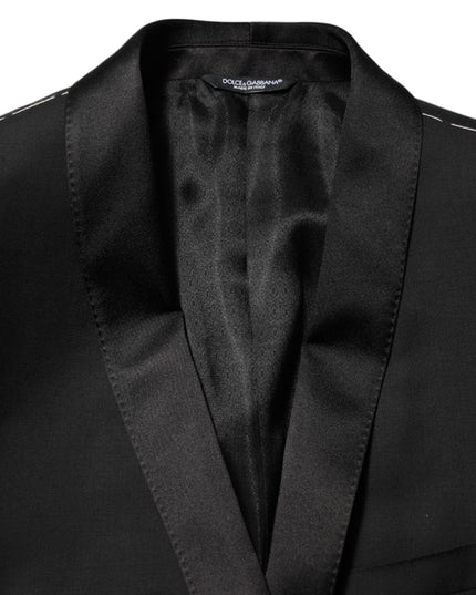 Dolce & Gabbana Black Wool GOLD 1 Button Men Suit Blazer