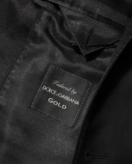 Dolce & Gabbana Black Wool GOLD 1 Button Men Suit Blazer