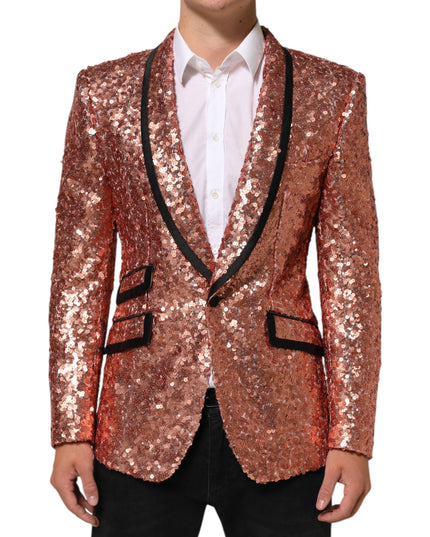 Dolce & Gabbana Pink Sequin SICILIA 1 Button Men Suit Blazer