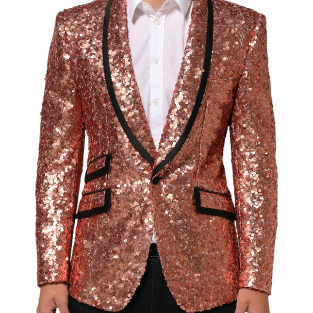 Dolce & Gabbana Pink Sequin SICILIA 1 Button Men Suit Blazer