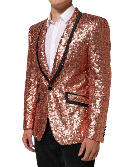 Dolce & Gabbana Pink Sequin SICILIA 1 Button Men Suit Blazer