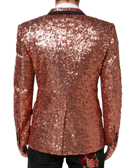 Dolce & Gabbana Pink Sequin SICILIA 1 Button Men Suit Blazer