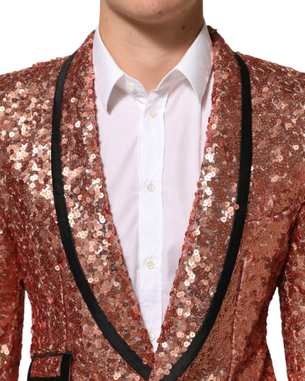 Dolce & Gabbana Pink Sequin SICILIA 1 Button Men Suit Blazer