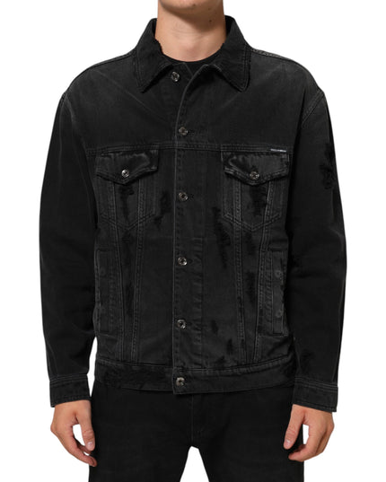 Dolce & Gabbana Black Cotton Stretch Denim Blouson Jacket