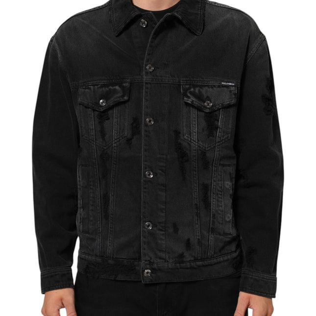 Dolce & Gabbana Black Cotton Stretch Denim Blouson Jacket