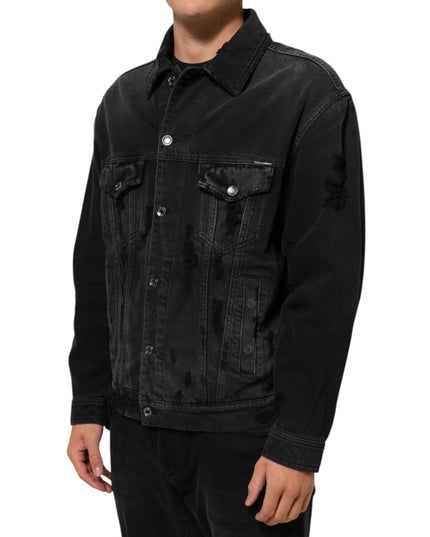 Dolce & Gabbana Black Cotton Stretch Denim Blouson Jacket