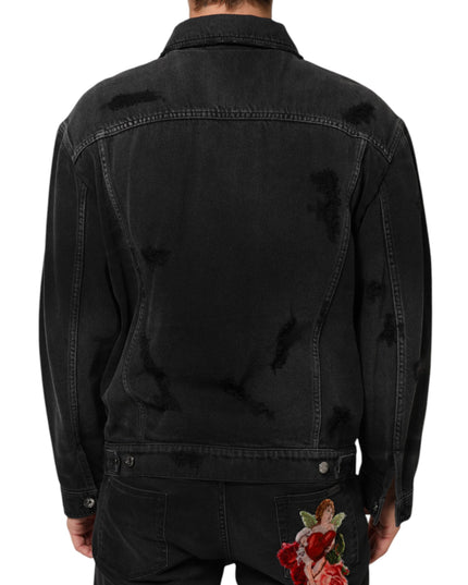 Dolce & Gabbana Black Cotton Stretch Denim Blouson Jacket
