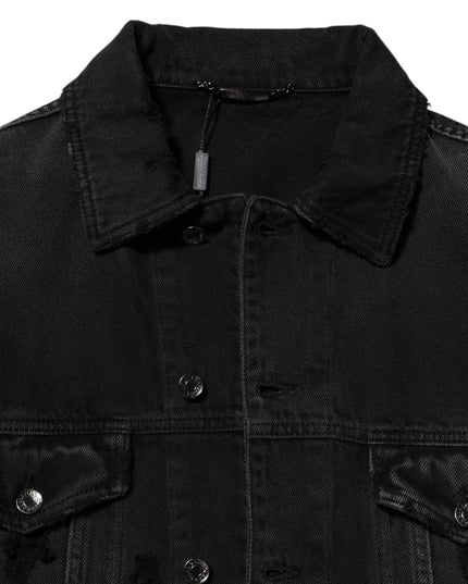 Dolce & Gabbana Black Cotton Stretch Denim Blouson Jacket
